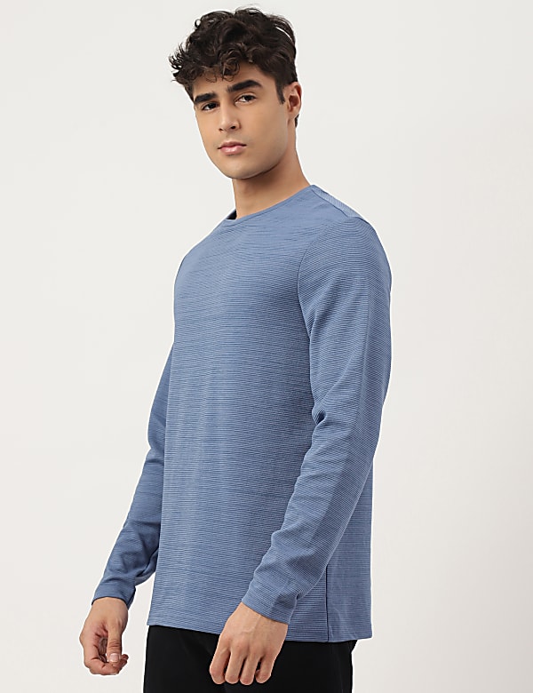 Cotton Mix Ribbed Crew Neck T-shirt