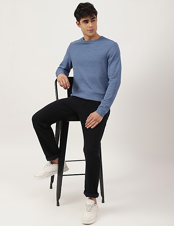 Cotton Mix Ribbed Crew Neck T-shirt