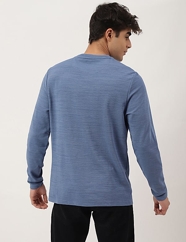 Cotton Mix Ribbed Crew Neck T-shirt