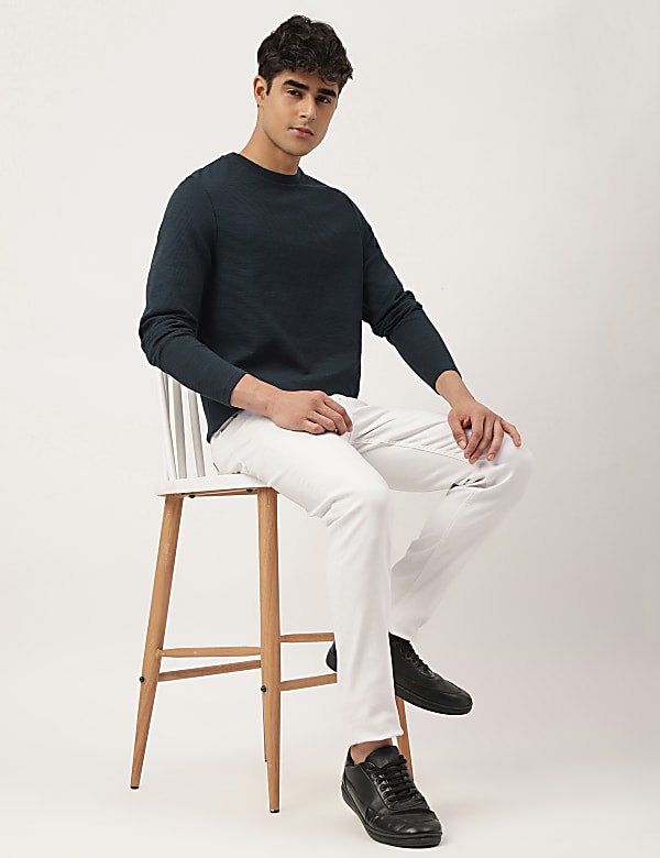Cotton Mix Ribbed Crew Neck T-shirt