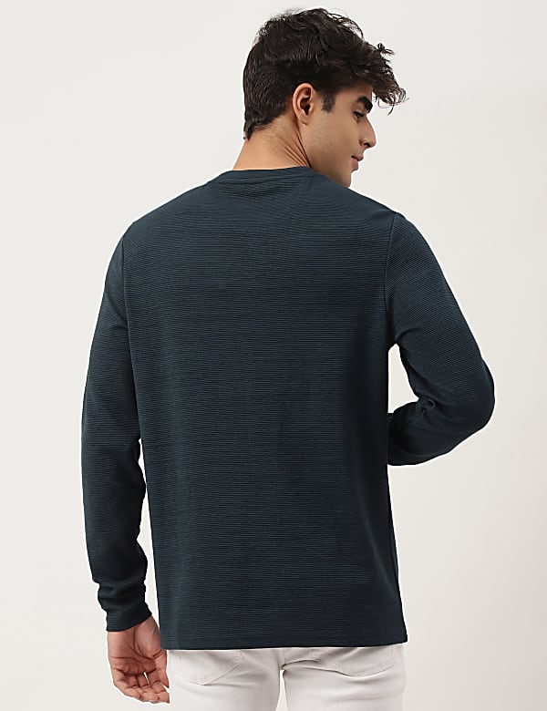 Cotton Mix Ribbed Crew Neck T-shirt