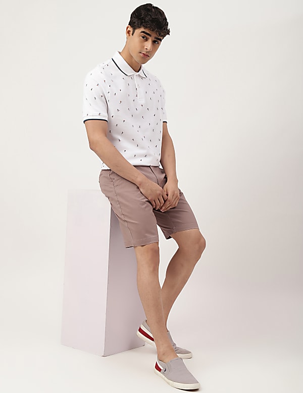 Pure Cotton Printed Polo Collar T-shirt