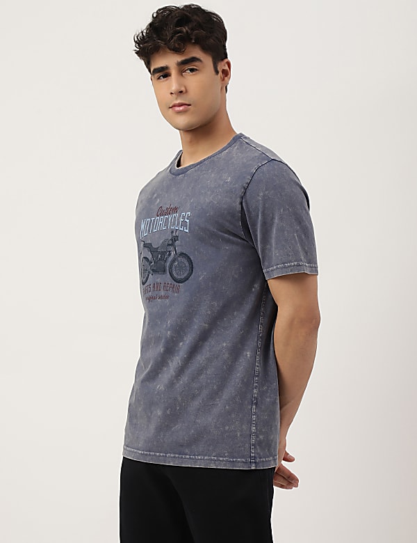 Pure Cotton Printed Crew Neck T-shirt