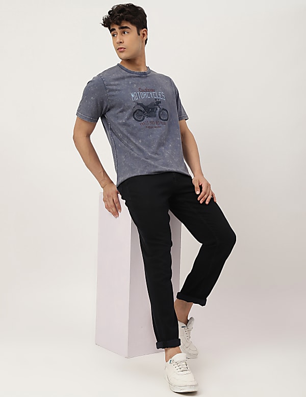 Pure Cotton Printed Crew Neck T-shirt