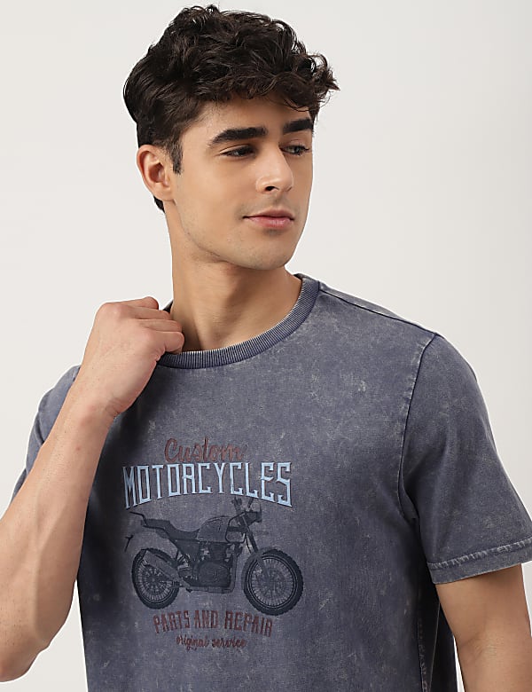 Pure Cotton Printed Crew Neck T-shirt