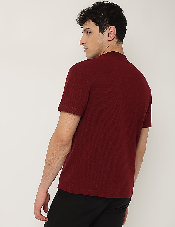 Cotton Mix Ribbed Crew Neck T-Shirt
