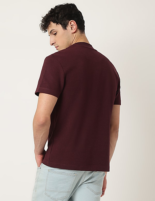 Cotton Mix Ribbed Crew Neck T-Shirt