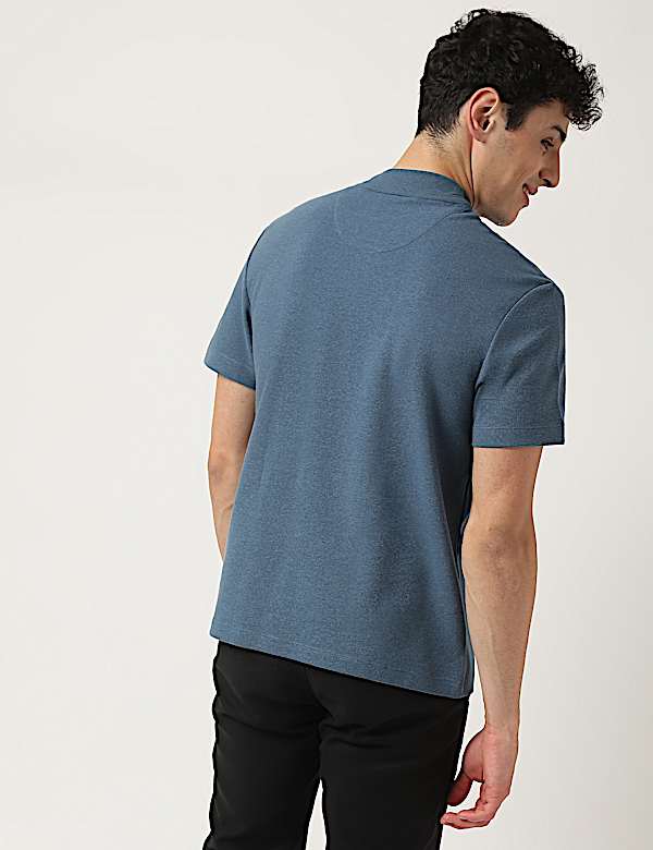 Cotton Mix Ribbed Crew Neck T-Shirt