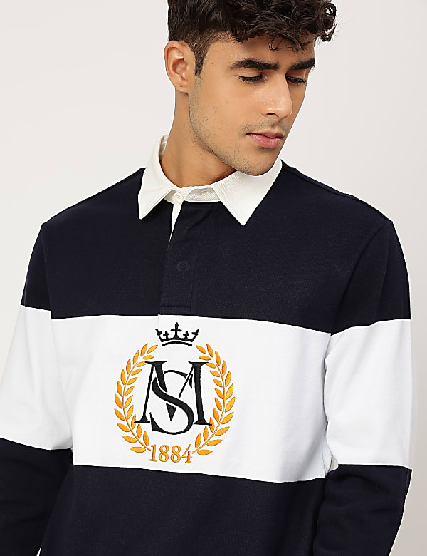 Pure Cotton Embroidered Polo Collar T-shirt