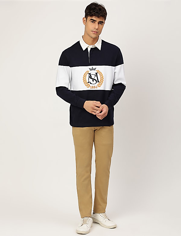 Pure Cotton Embroidered Polo Collar T-shirt