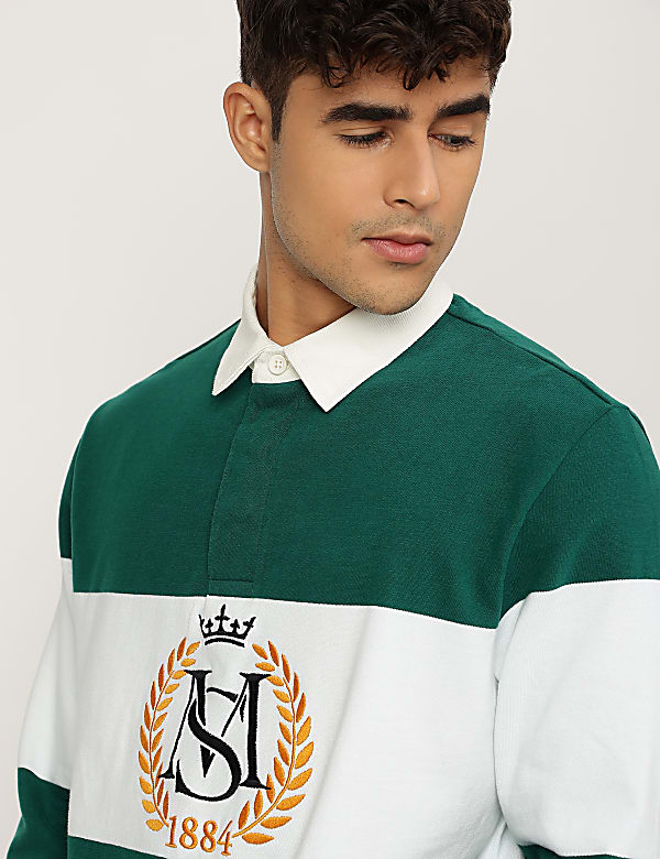 Pure Cotton Embroidered Polo Collar T-shirt