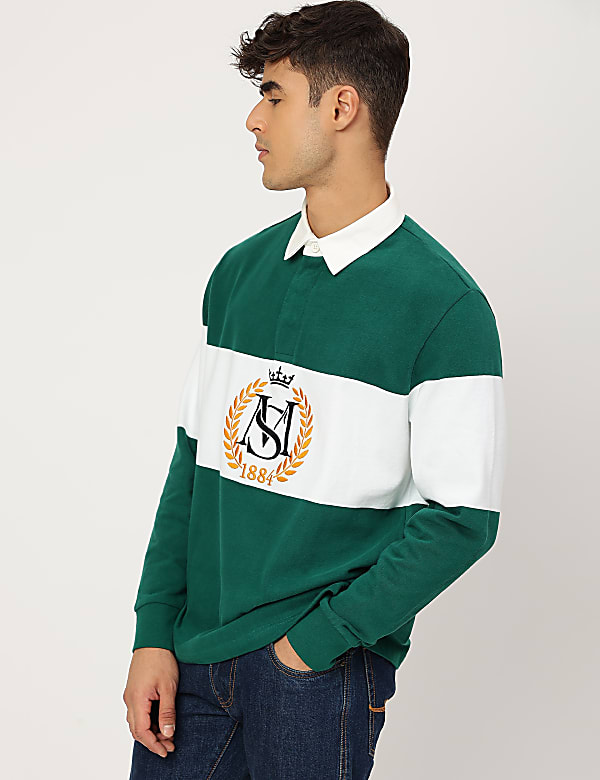 Pure Cotton Embroidered Polo Collar T-shirt