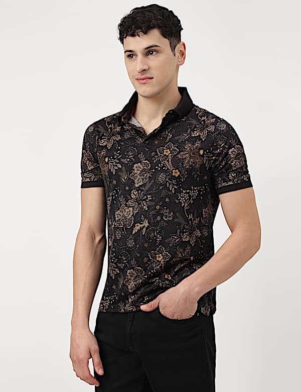 Pure Cotton Printed Polo T-Shirt