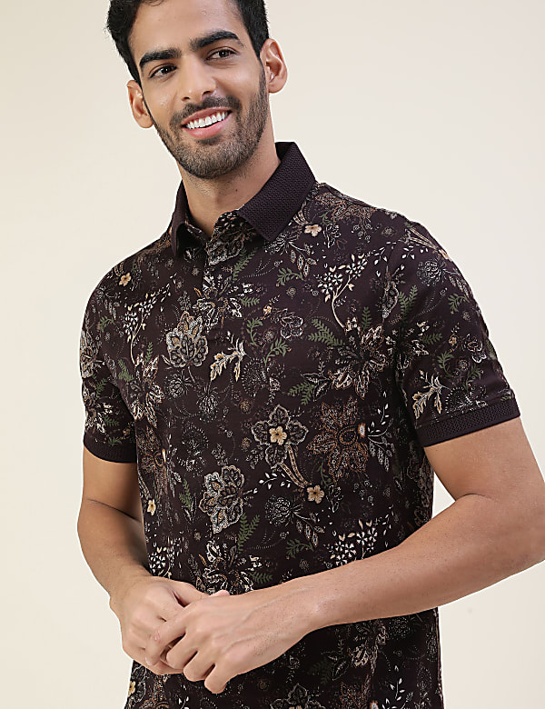 Pure Cotton Printed Polo T-Shirt