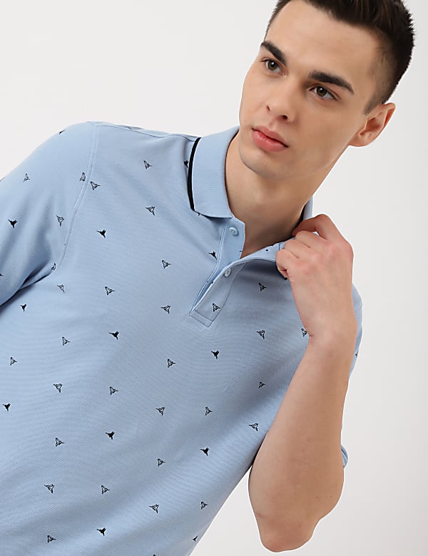 Pure Cotton Printed Polo Collar T-Shirt