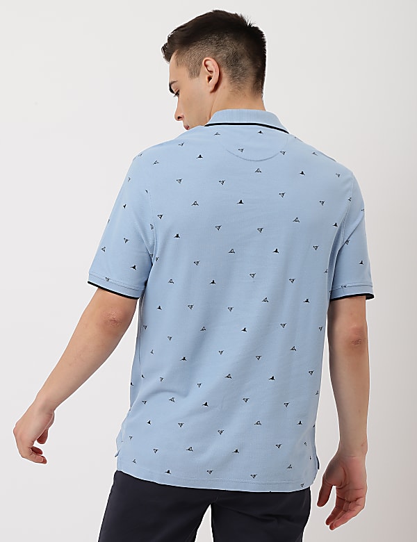 Pure Cotton Printed Polo Collar T-Shirt