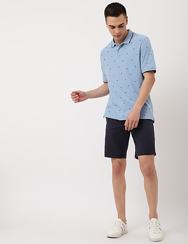Pure Cotton Printed Polo Collar T-Shirt