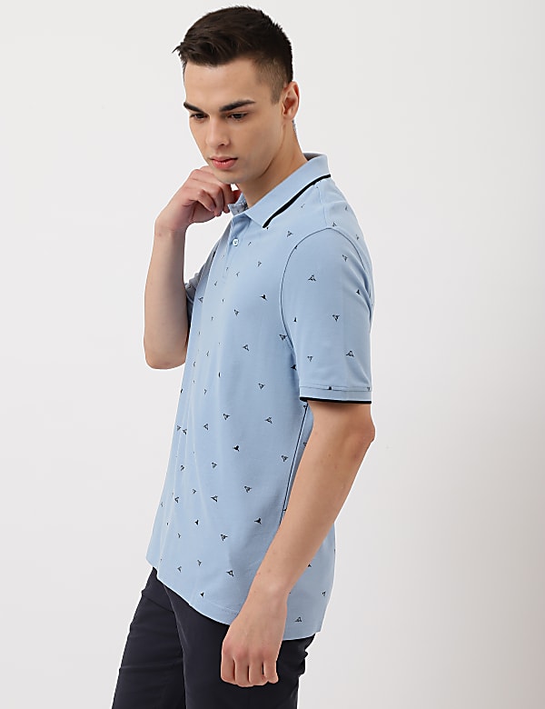 Pure Cotton Printed Polo Collar T-Shirt