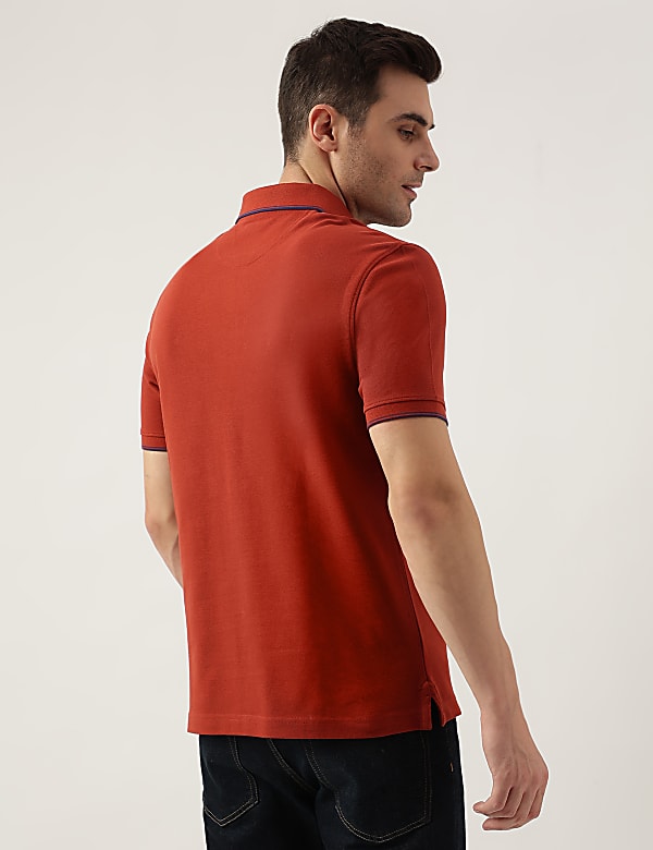 Cotton Striped Spread Collar Polo T-Shirt