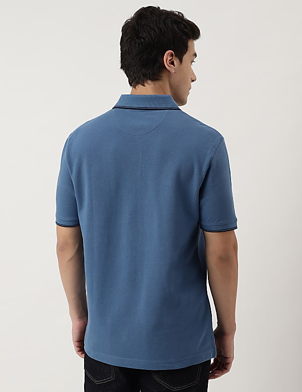 Cotton Striped Spread Collar Polo T-Shirt