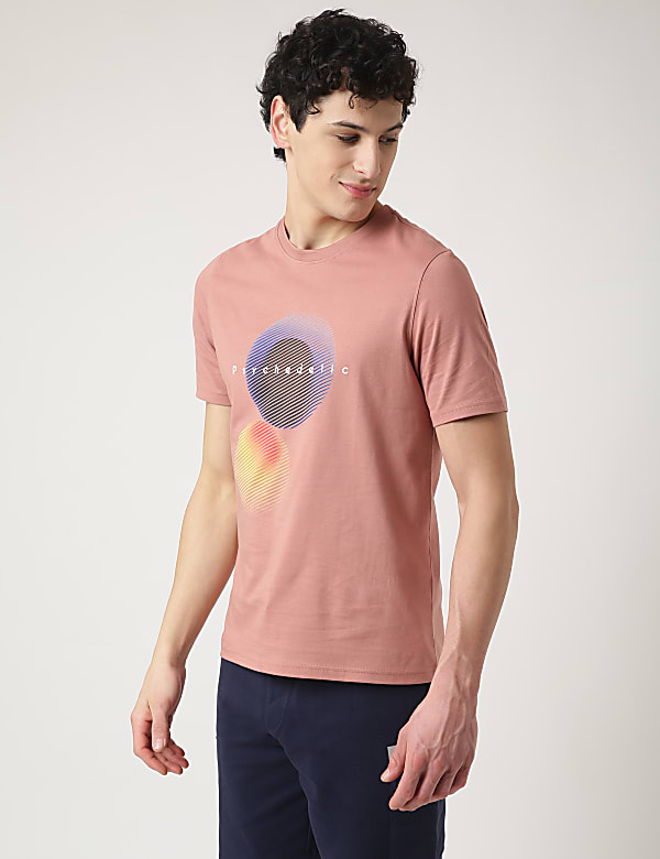 Pure Cotton Printed Crew Neck T-Shirt