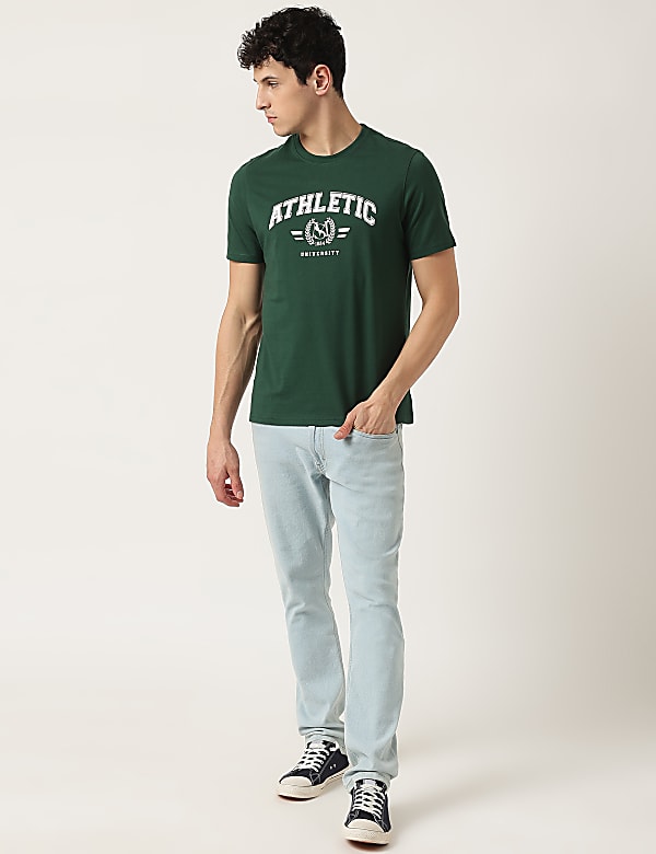 Pure Cotton Printed Crew Neck T-Shirt