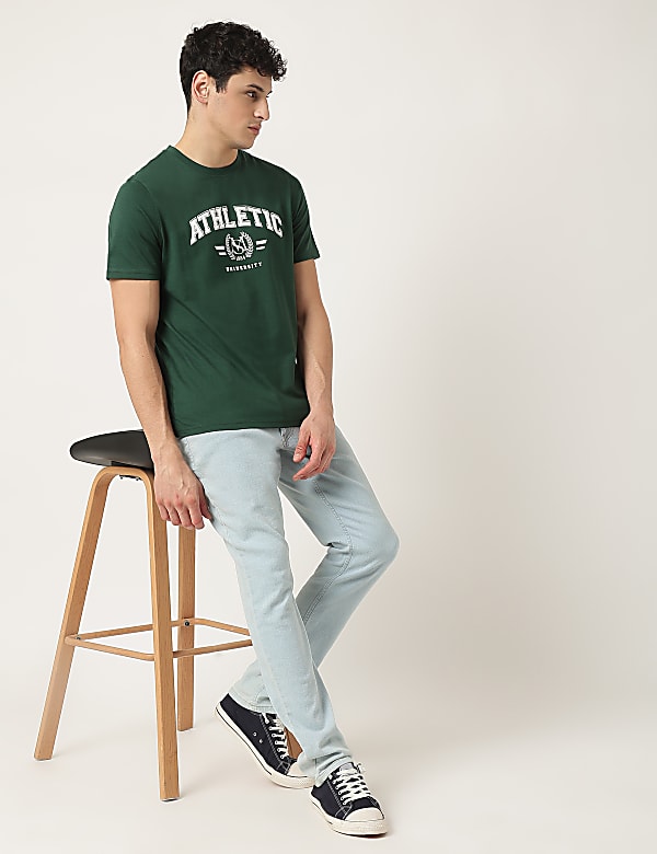 Pure Cotton Printed Crew Neck T-Shirt