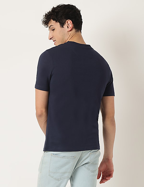Pure Cotton Geometric Crew Neck T-Shirt