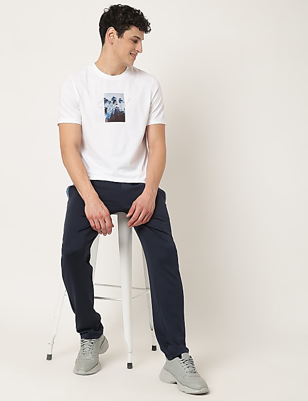 Pure Cotton Graphic Print Crew Neck T-Shirt