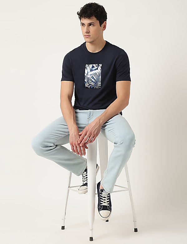 Pure Cotton Graphic Print Crew Neck T-Shirt