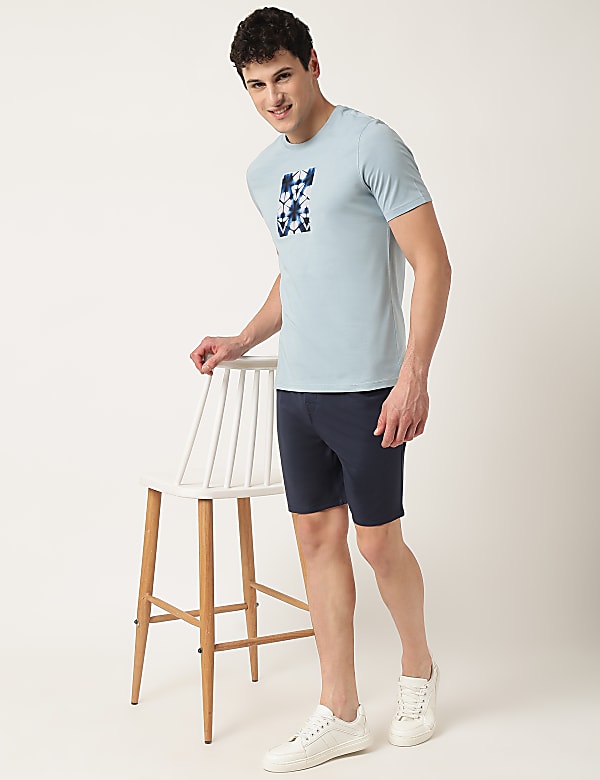 Pure Cotton Printed Crew Neck T-Shirt