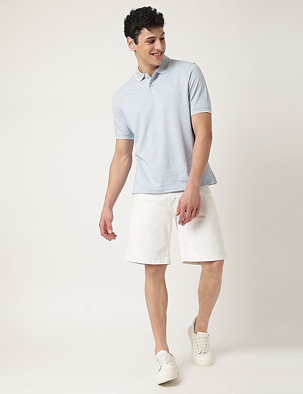 Pure Cotton Textured Polo Neck T-Shirt