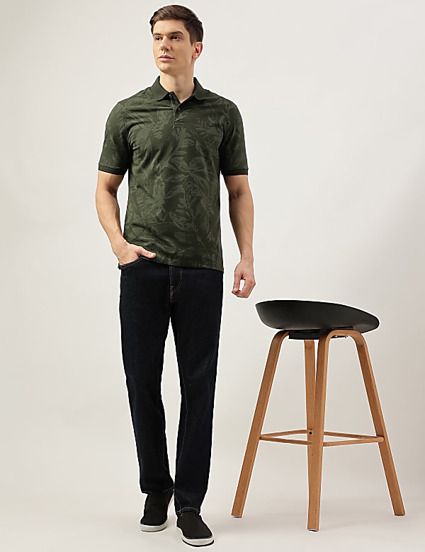Cotton Rich Floral Print Short Sleeve Polo Shirt