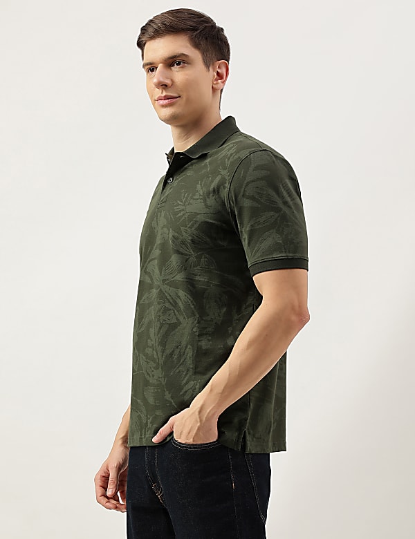 Cotton Rich Floral Print Short Sleeve Polo Shirt
