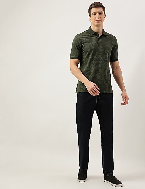 Cotton Rich Floral Print Short Sleeve Polo Shirt