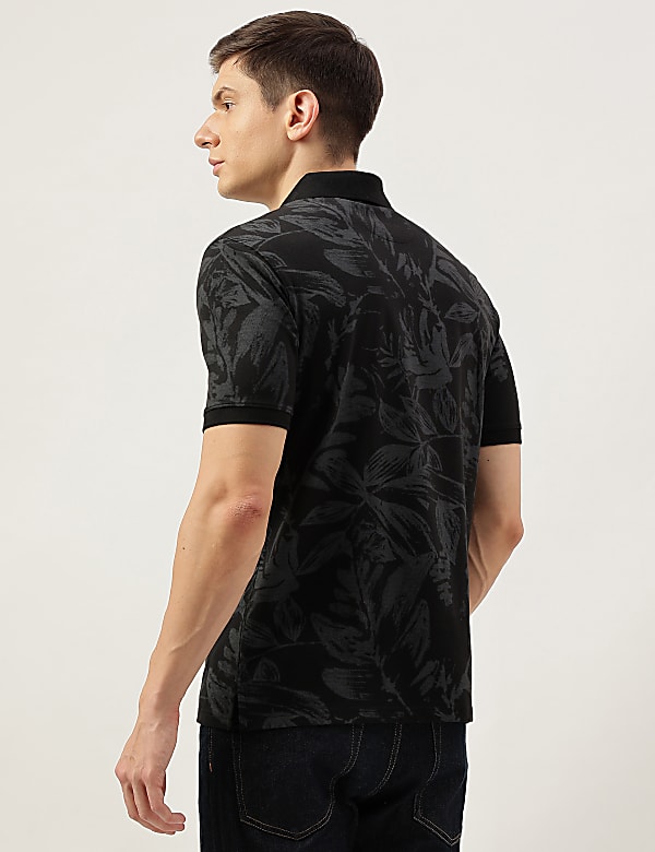 Cotton Rich Floral Print Short Sleeve Polo Shirt