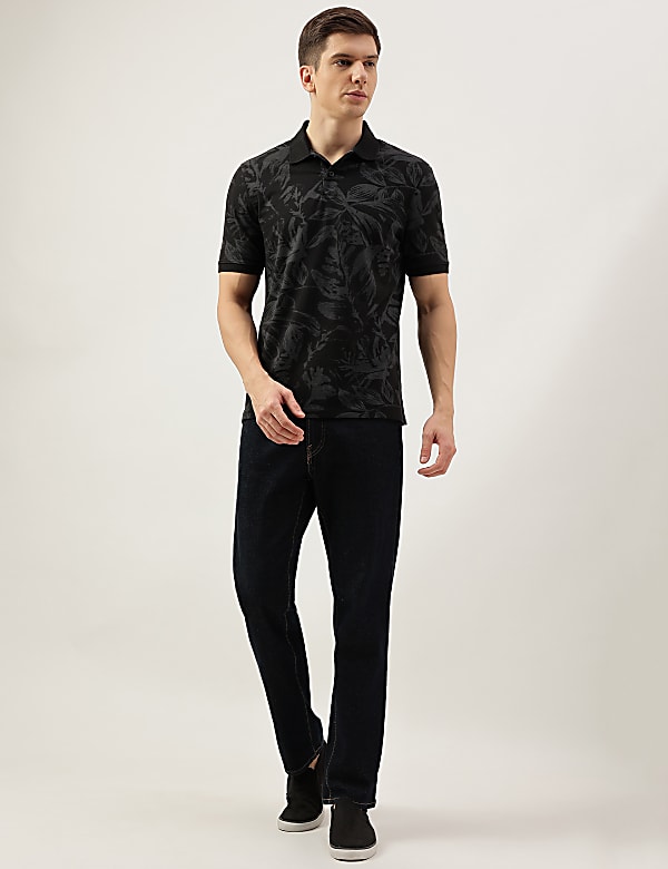 Cotton Rich Floral Print Short Sleeve Polo Shirt