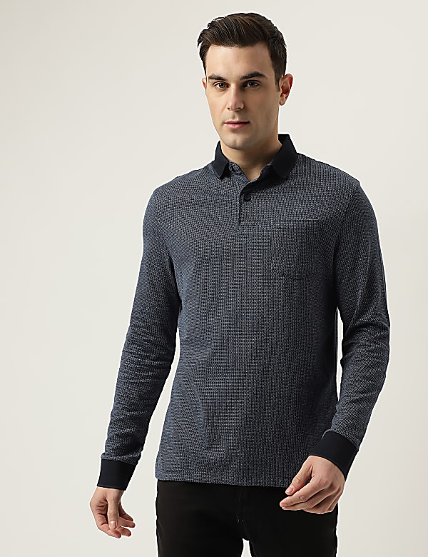 Polo Neck Textured T-Shirt