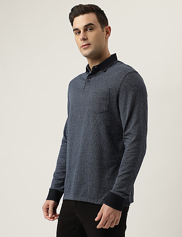 Polo Neck Textured T-Shirt
