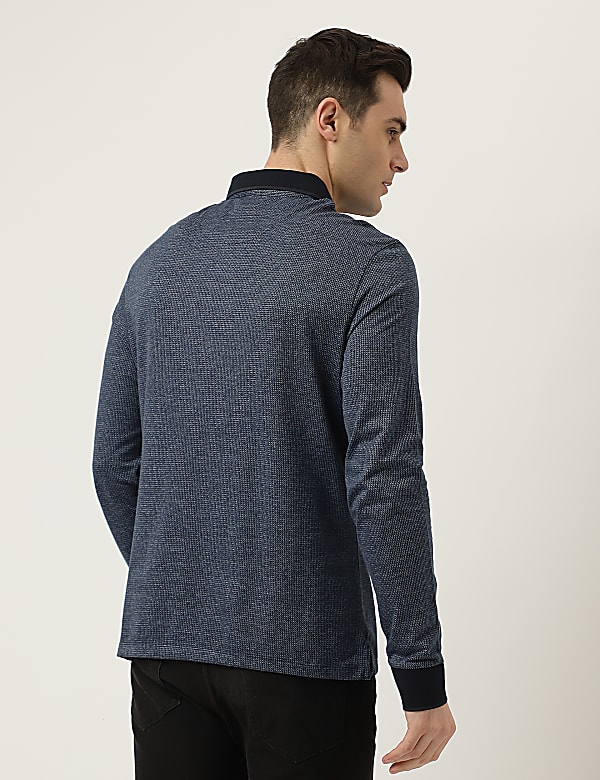 Polo Neck Textured T-Shirt