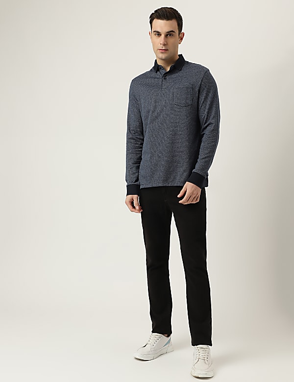 Polo Neck Textured T-Shirt