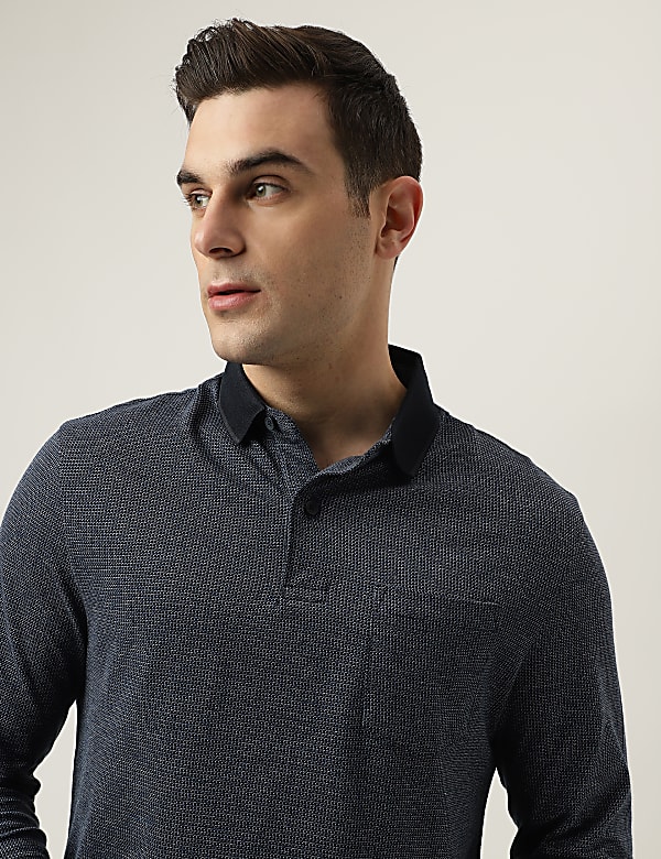 Polo Neck Textured T-Shirt