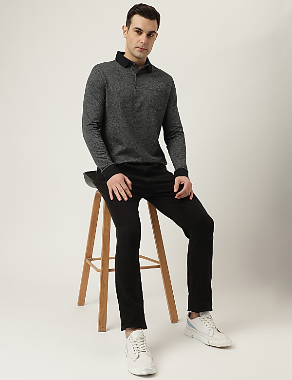 Polo Neck Textured T-Shirt