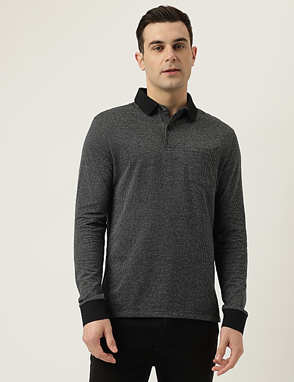 Polo Neck Textured T-Shirt