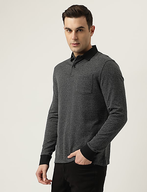 Polo Neck Textured T-Shirt