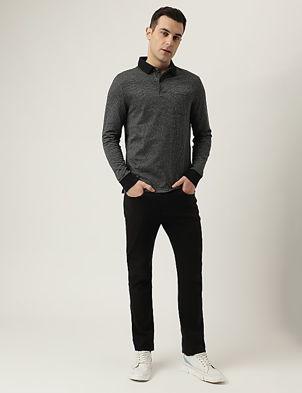 Polo Neck Textured T-Shirt