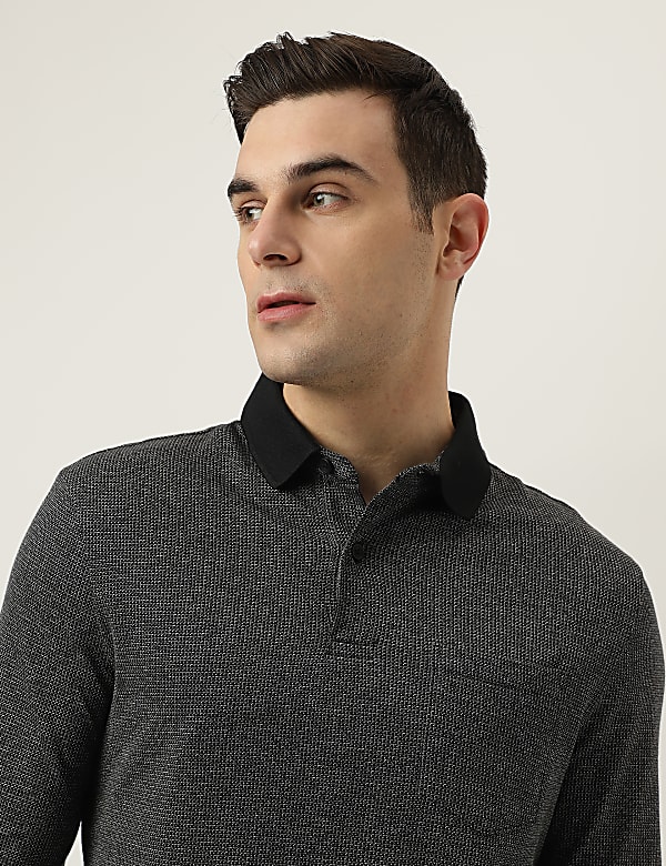 Polo Neck Textured T-Shirt