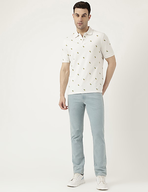 Pure Cotton Polo Neck  Printed T-Shirt