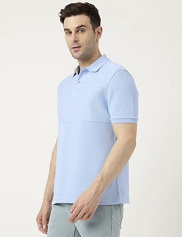 Pure Cotton Polo Neck Solid T-Shirt