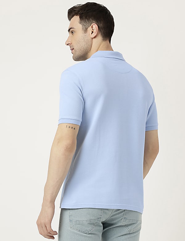 Pure Cotton Polo Neck Solid T-Shirt